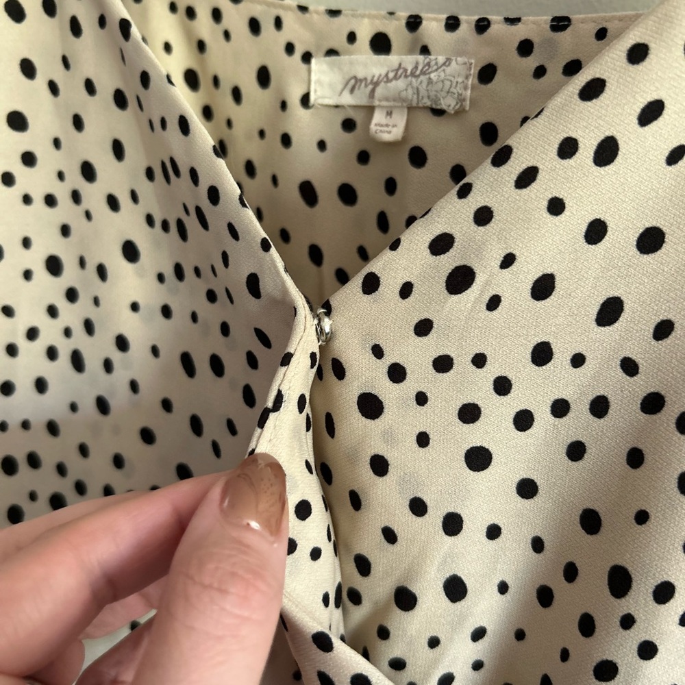 Tiered polka dot spaghetti strap dress by Mystree. - Picture 4 of 8